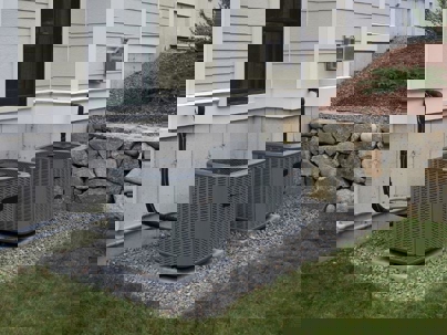 Outdoor installation of two air conditioning