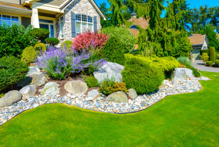 A professionally landscaped yard