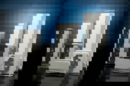 A group of modern HVAC units