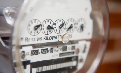 Close up of a utility analog meter