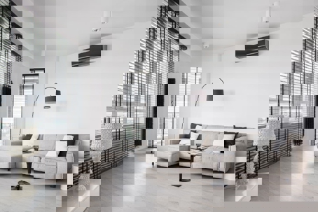 A well-lit living room